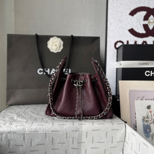 CC 26c Hobo Bag 22cm Burgundy Caviar Leather Gun Hardware
