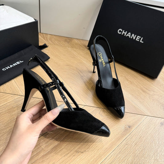 CC 26s Boutique Slingback Black Suede Patent Leather 933120