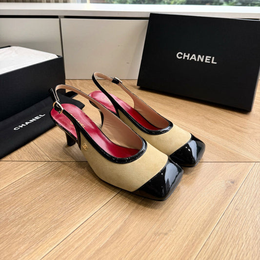 CC 26s Slingback Black Beige Suede Patent Leather 933121