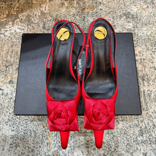 YSL Dakota Pumps 50mm Red Satin 637211
