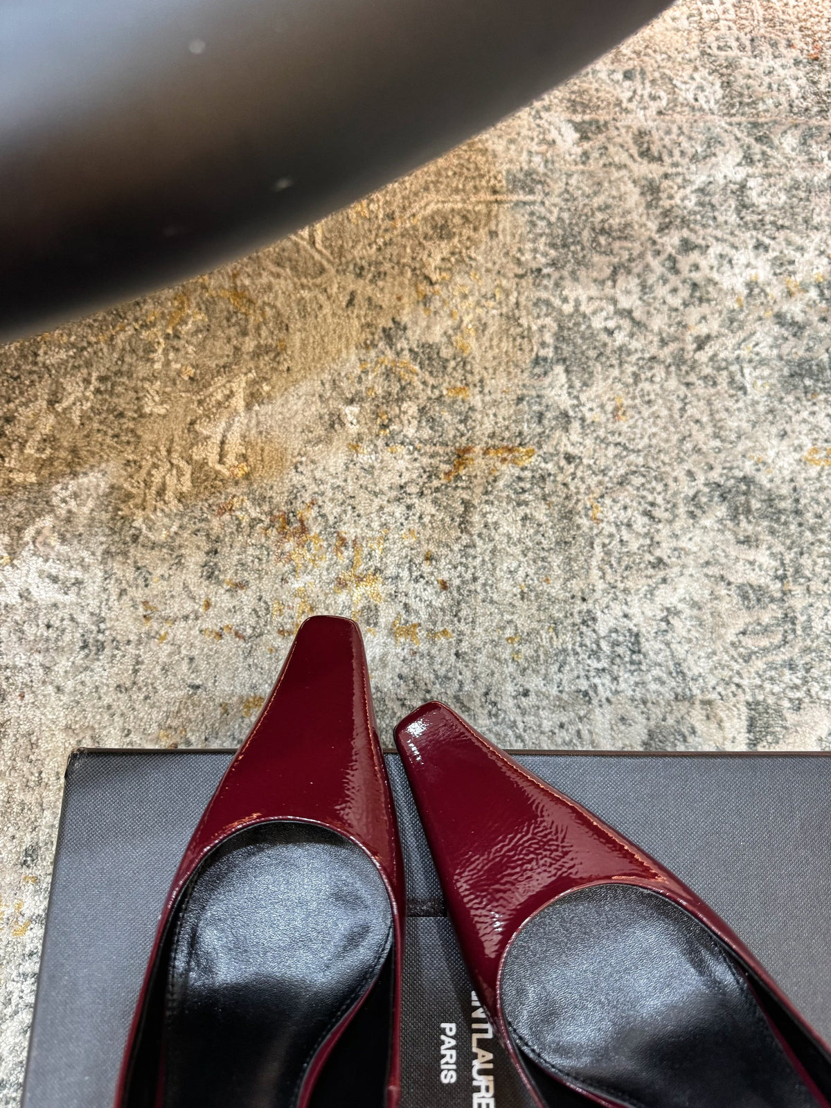 YSL Anne-Marie Slingback 8cm Burgundy Sheepskin 637226