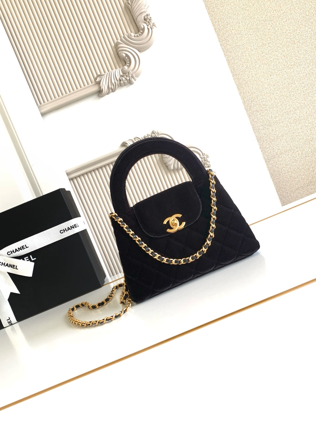 cc 24a nano 19cm kelly shopper bag black velvet