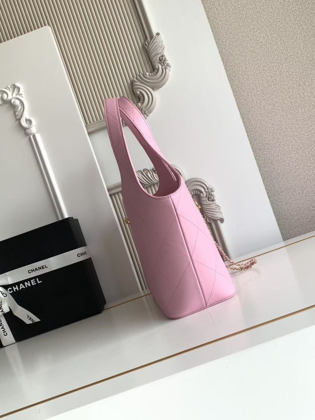 Chanel 2026 Basket Hobo Bag 35cm Pink Calfskin