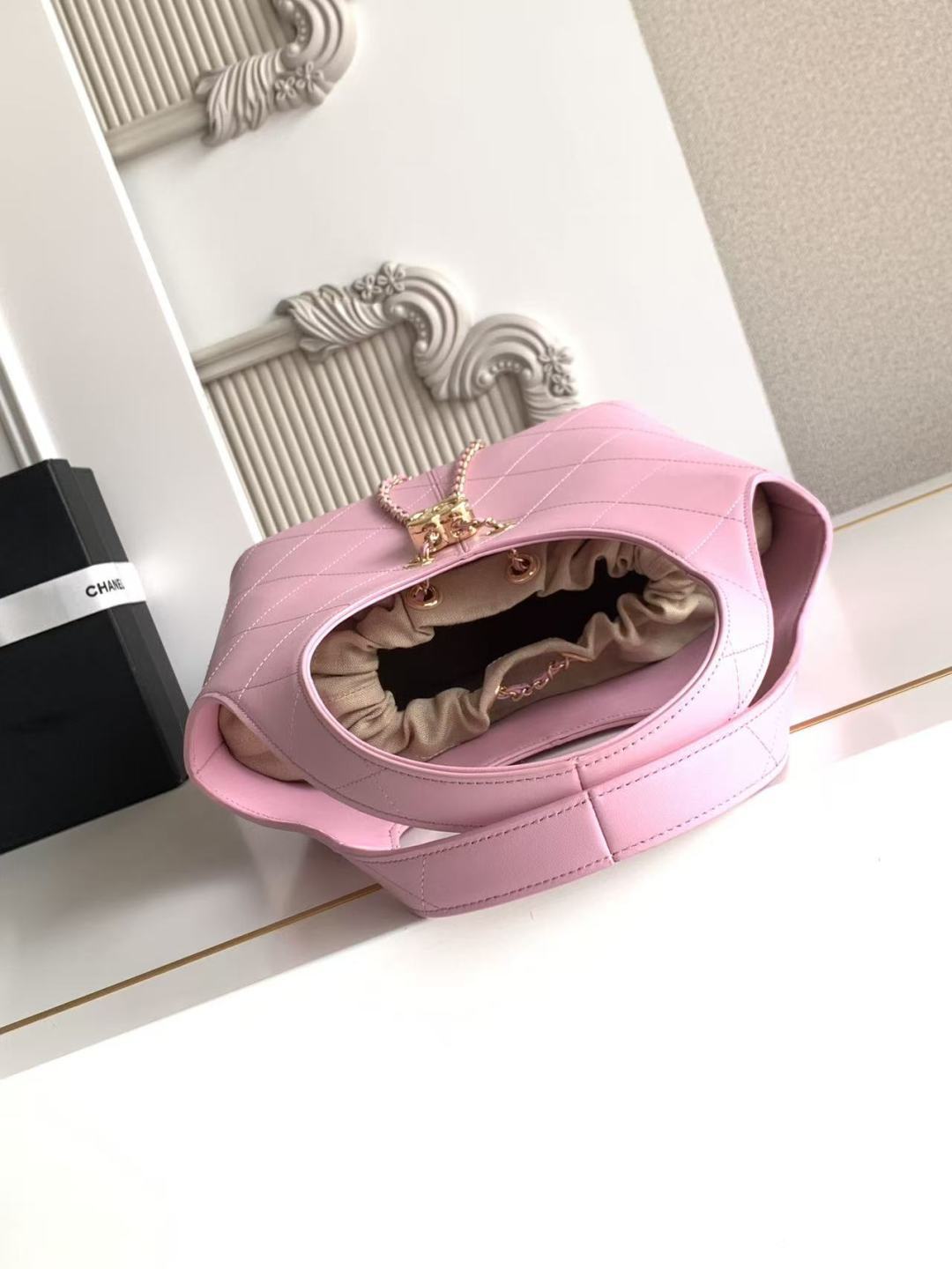 Chanel 2026 Basket Hobo Bag 35cm Pink Calfskin