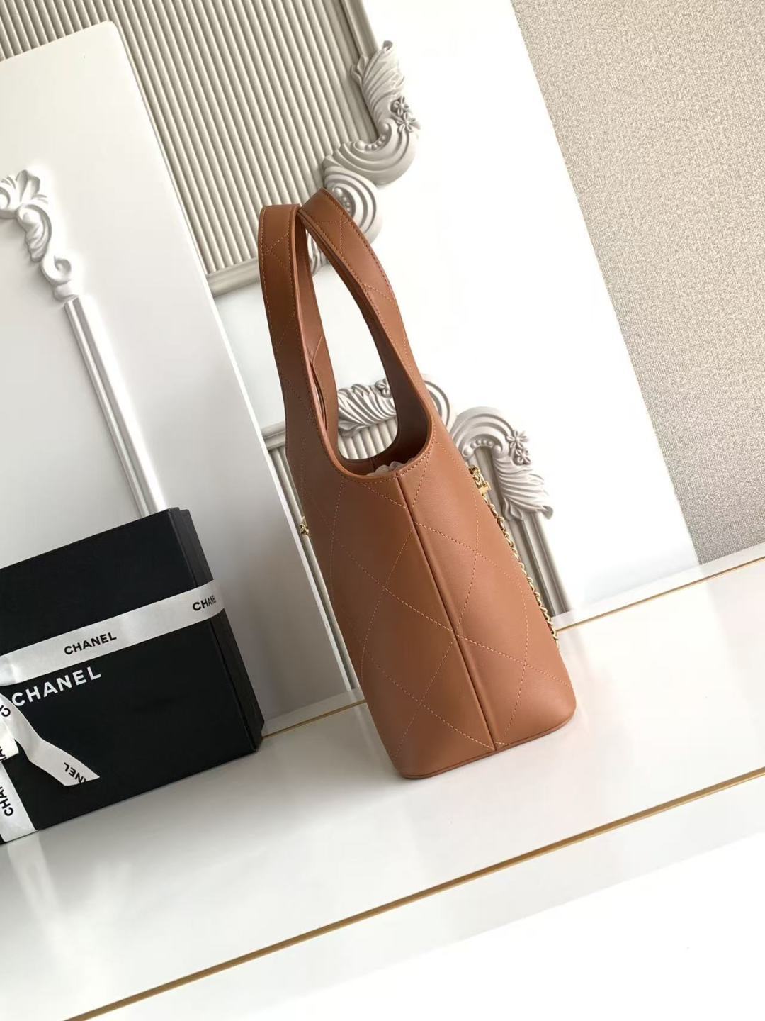 Chanel 2026 Basket Hobo Bag 35cm Brown Calfskin