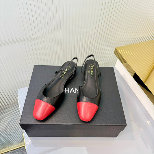 CC 26 Slingback Flat Black Red Lambskin 714029