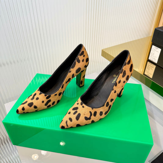 CC 26s Pumps 8.5cm Leopard Print Horsehair 924312