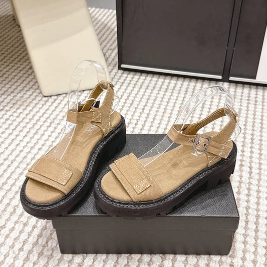 PRA 2026S Roman Sandals Beige Canvas 657522