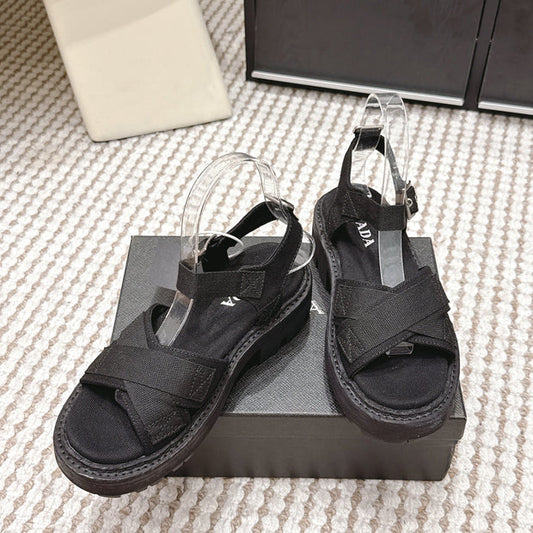 PRA 2026S Platform Sandals Black Canvas 657528