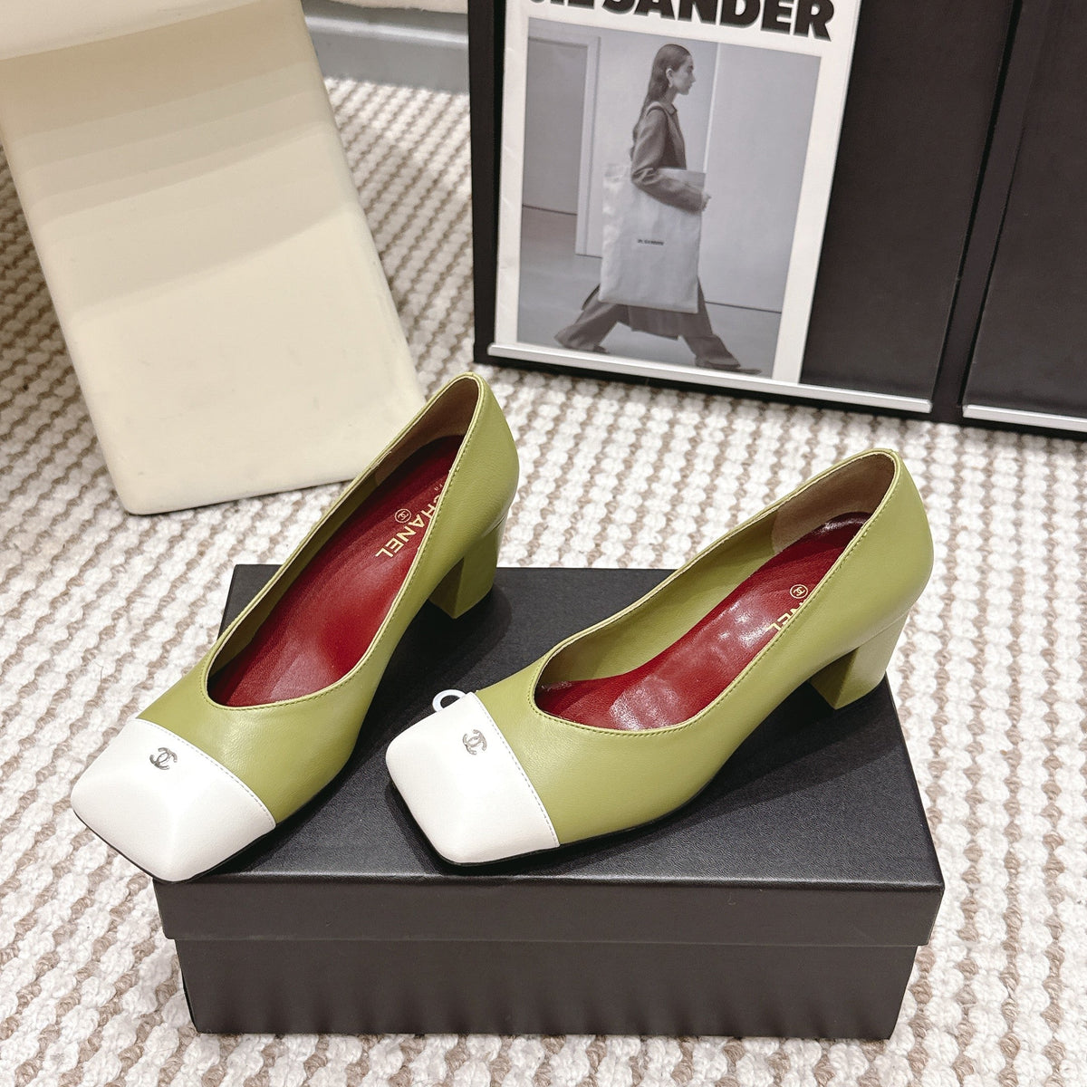 CC 2026 Pump 6cm Green White Lambskin 721421