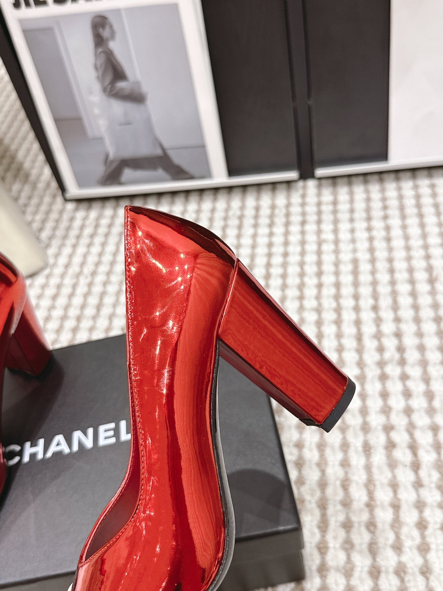 CC 2026 Pump 9cm Red White Patent Leather 721424