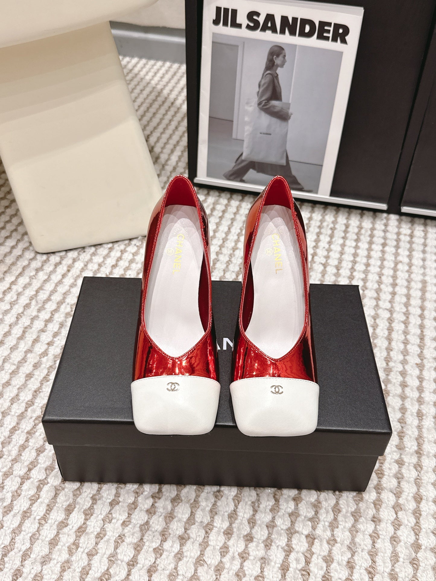 CC 2026 Pump 9cm Red White Patent Leather 721424