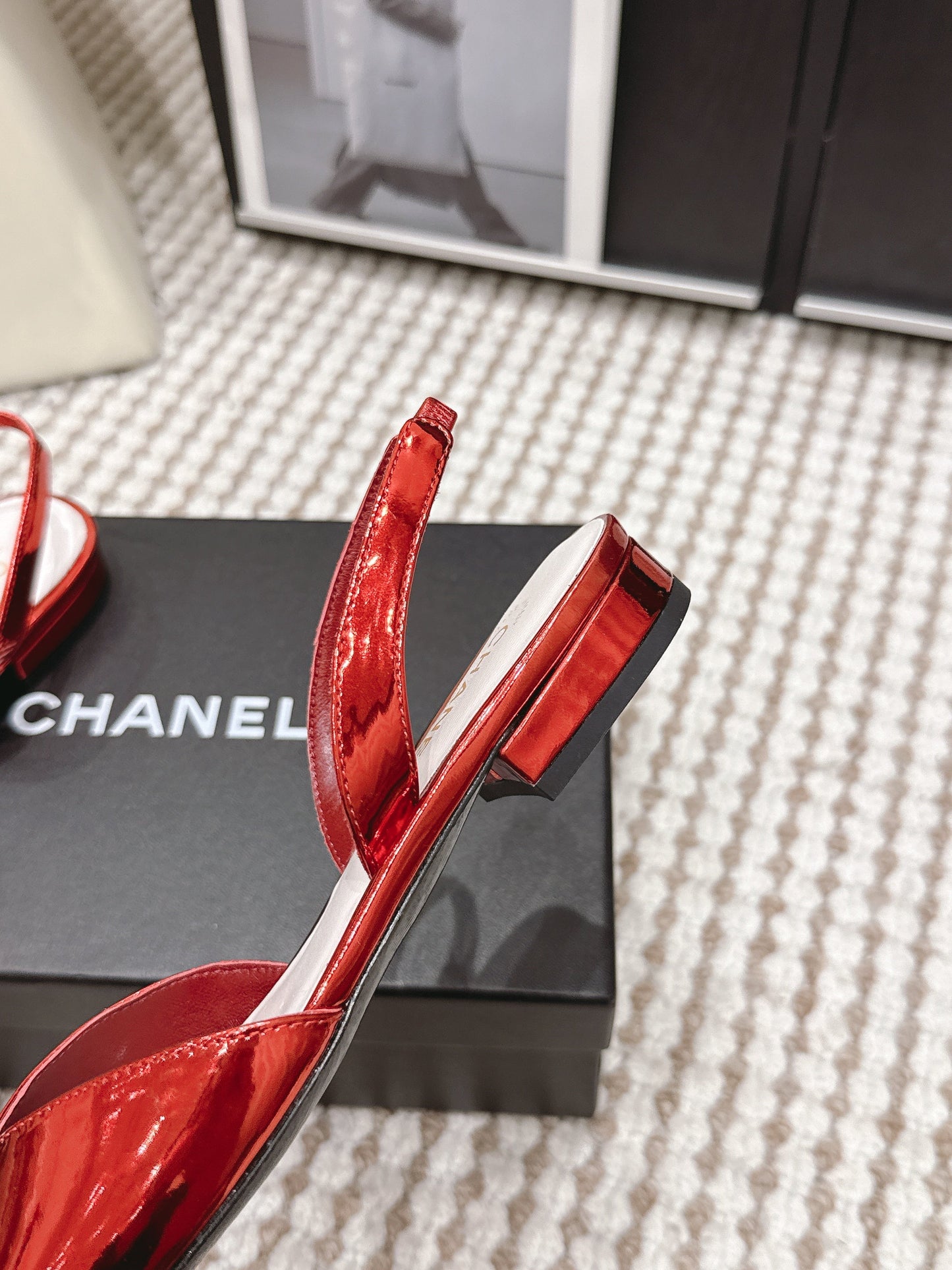 CC 2026 Slingbacks Flat Red White Patent Leather 721432