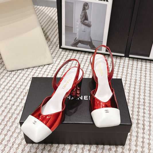 CC 2026 Slingbacks 9cm Red White Patent Leather 721442