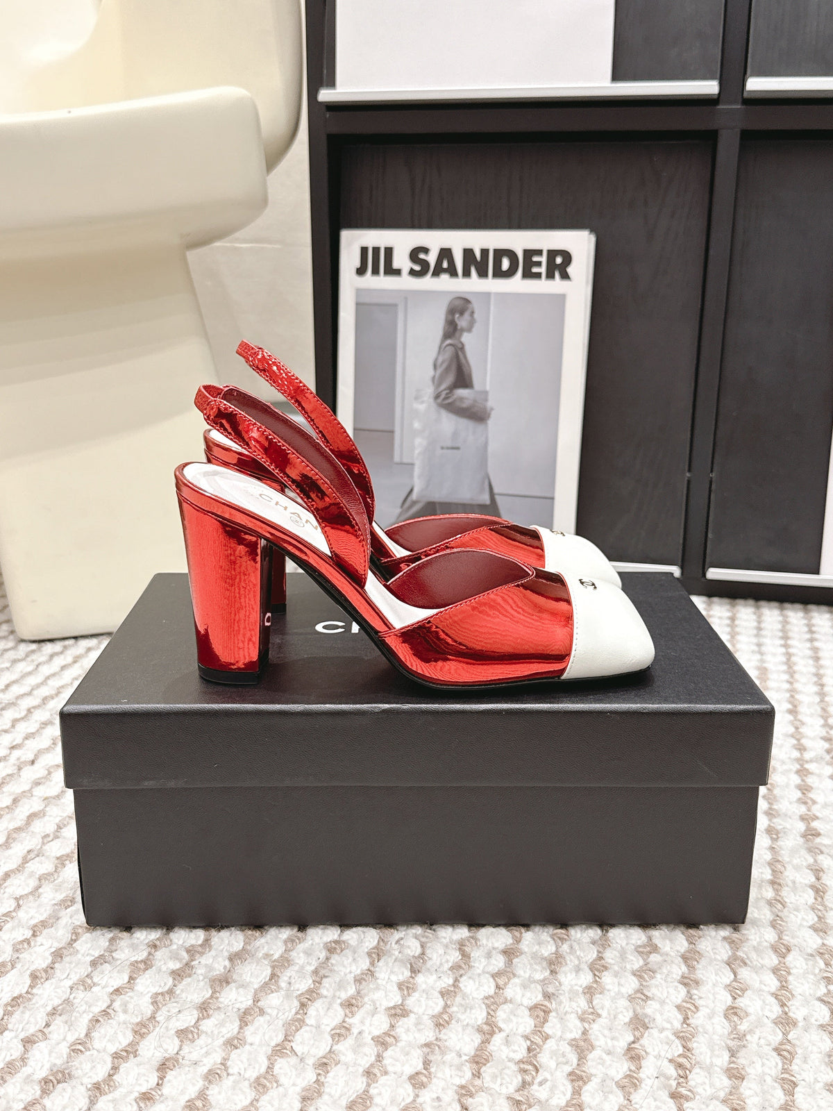 CC 2026 Slingbacks 9cm Red White Patent Leather 721442