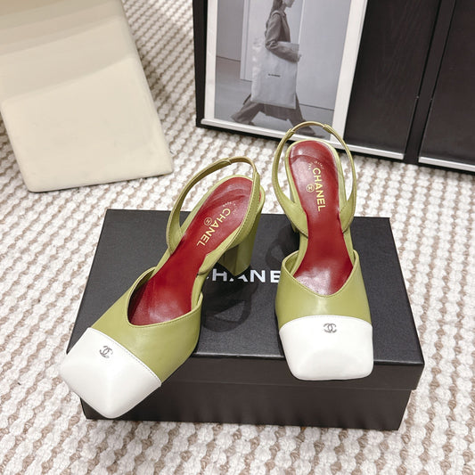 CC 2026 Slingbacks 9cm Green White Lambskin 721446