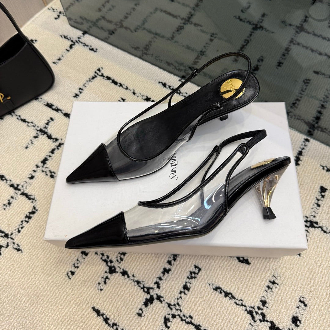 YSL Slingbacks Black Patent Leather 894385