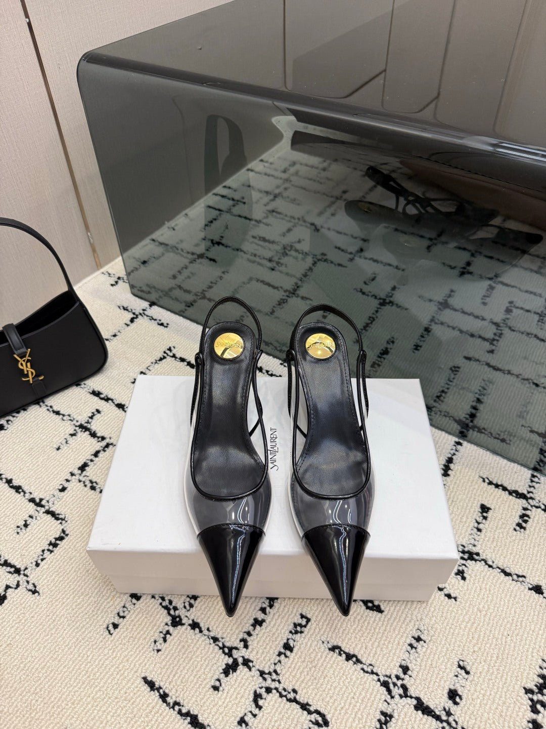 YSL Slingbacks Black Patent Leather 894385