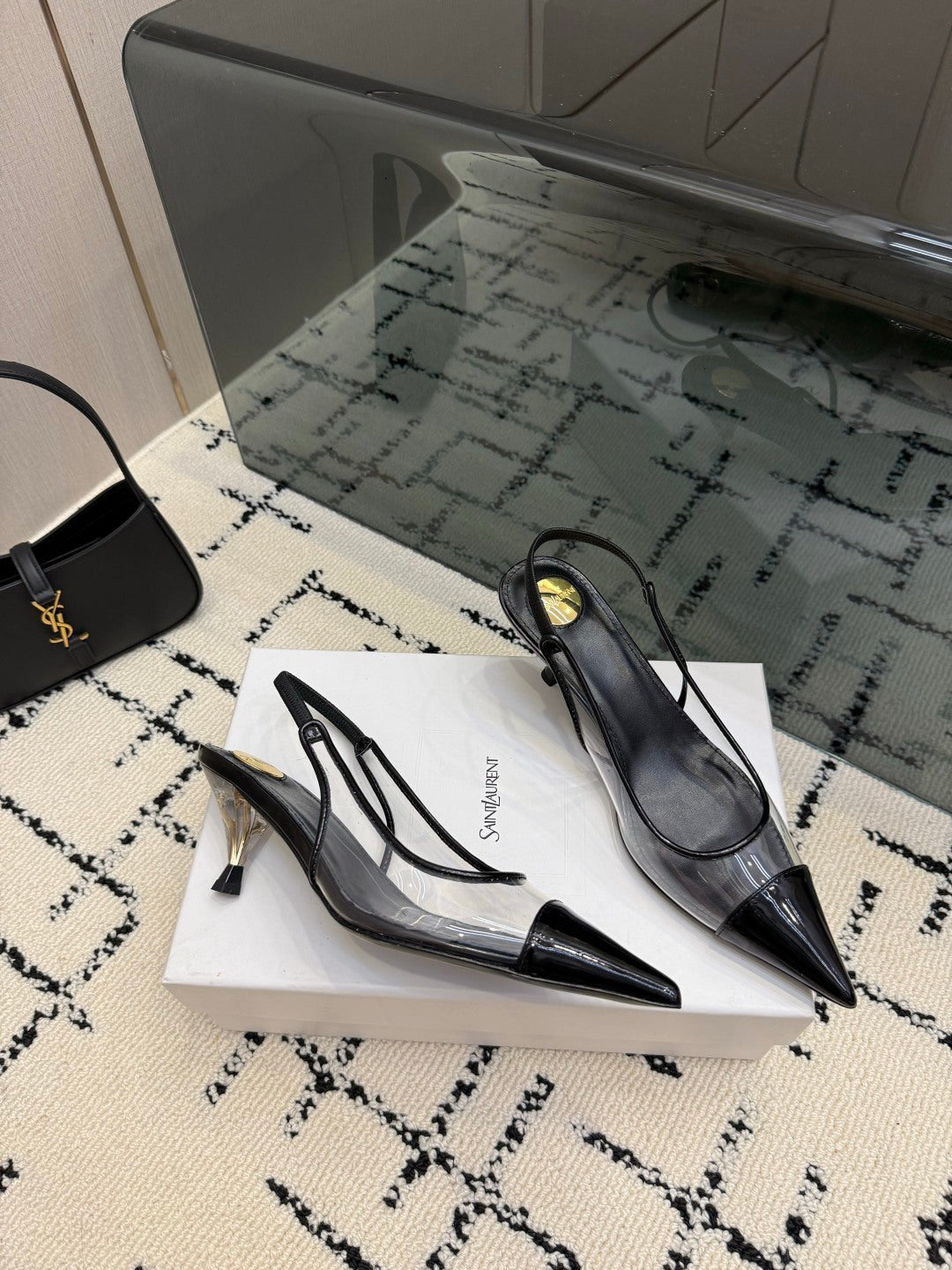 YSL Slingbacks Black Patent Leather 894385