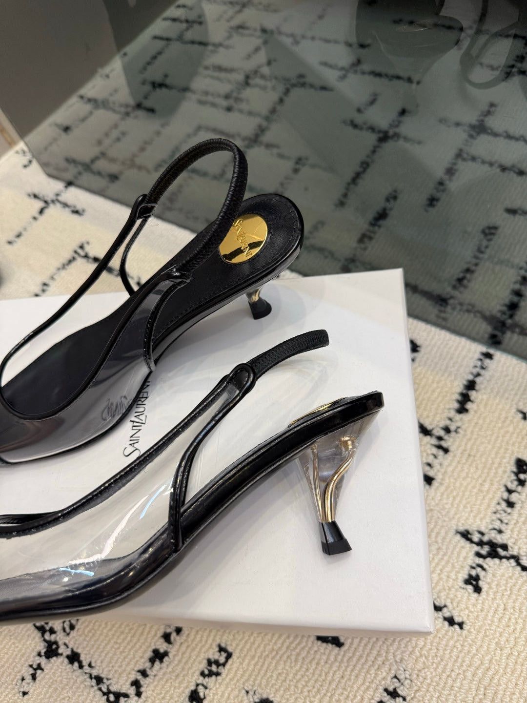 YSL Slingbacks Black Patent Leather 894385