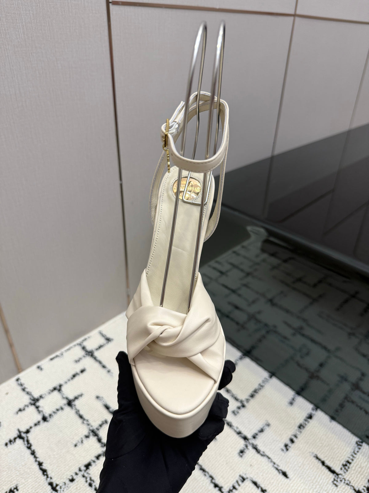 YSL Franciane Platform Sandals White Leather 894450