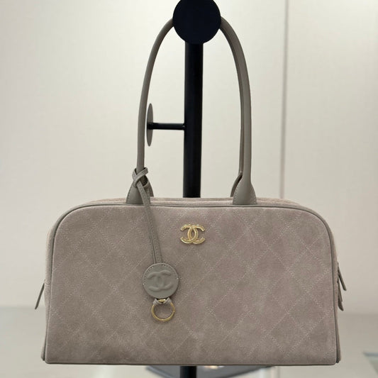 CC Maxi Bowling Bag 35.5cm Light Taupe  Suede