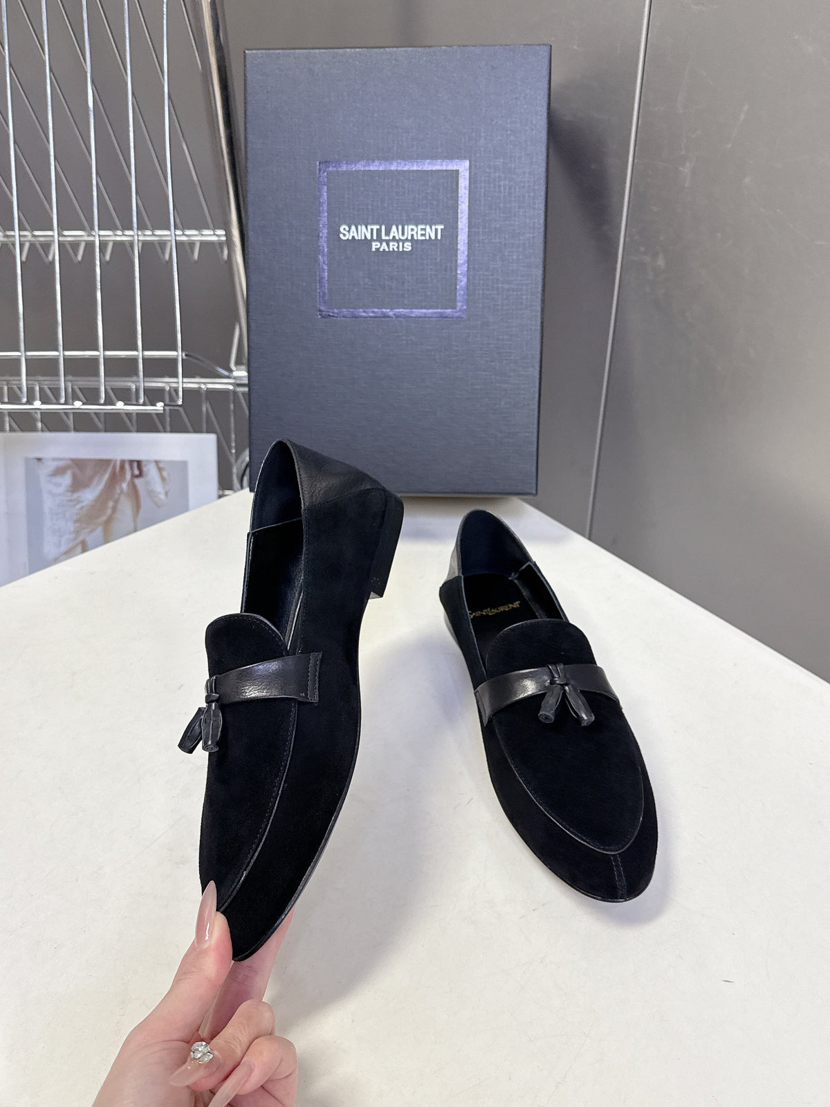 YSL 26s Loafer Black Suede Leather 635584
