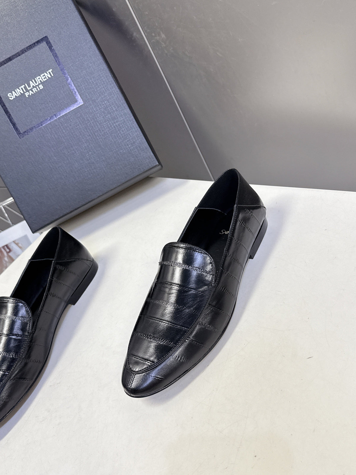 YSL 26s Loafer Black Embossed Leather 635587