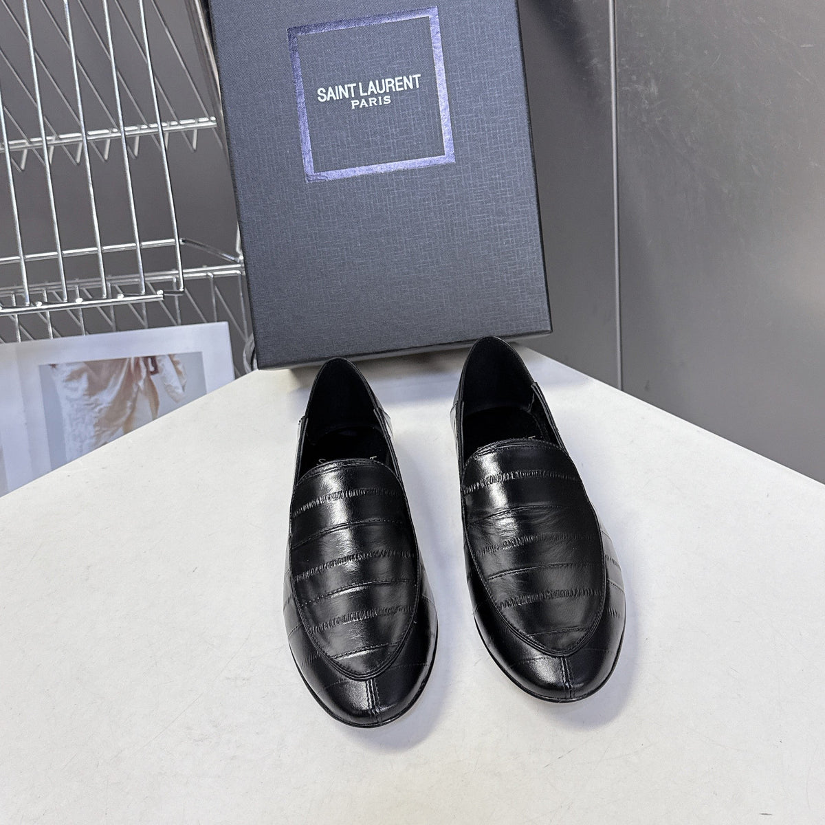 YSL 26s Loafer Black Embossed Leather 635587