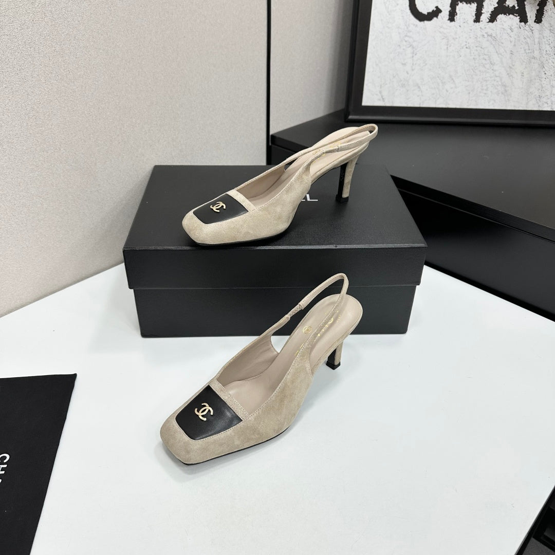 CC Block Slingback Black Khahi Suede 743246