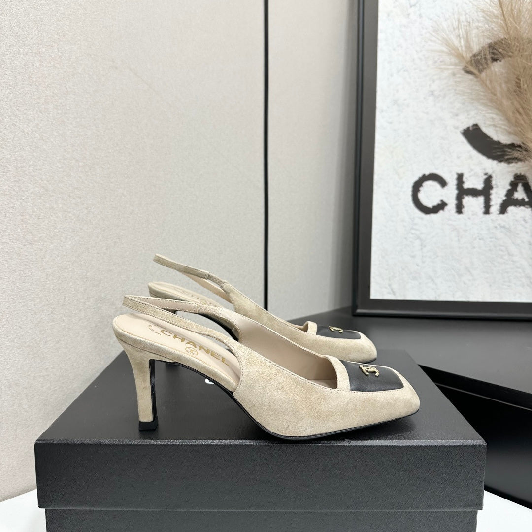 CC Block Slingback Black Khahi Suede 743246