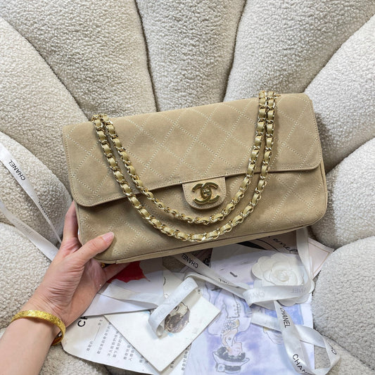 CC Shopping Tote Bag 33cm Khahi Quilted Suede