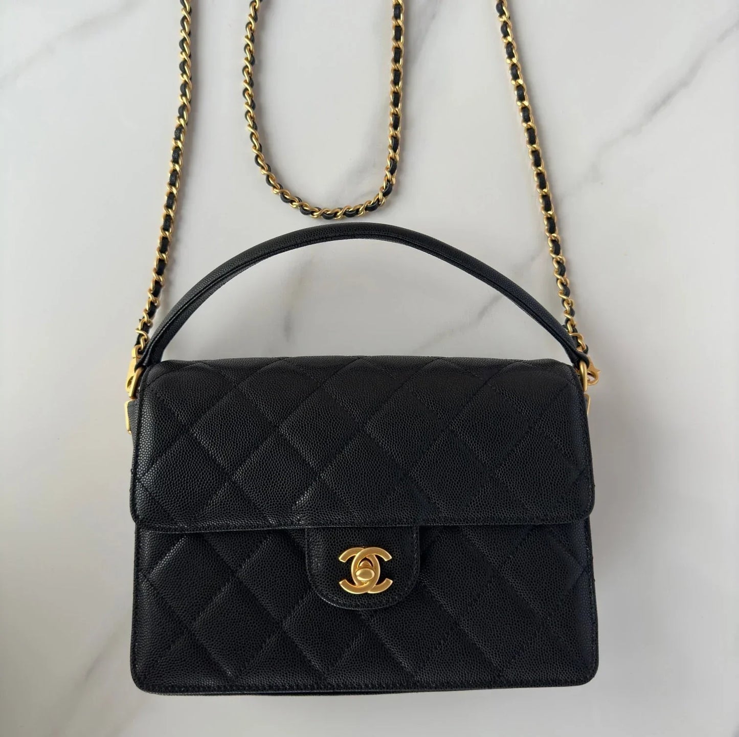Chanel 2026 Flap Bag with Top Handle Gum-grain Cowhide