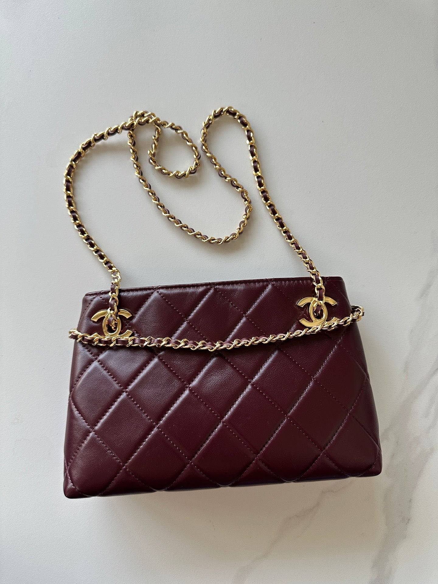 CC Mini Shopping Wine Red Quited Lambskin 292270