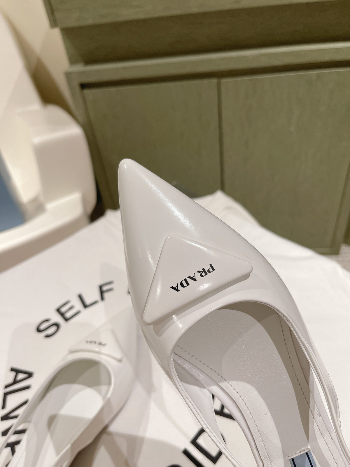 PRA 24ss Sling Back 30mm White Patent Leather 449686
