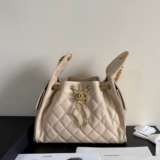 CC 25 Hobo Bag Light Beige Grained Calfskin Leather GHW 282502