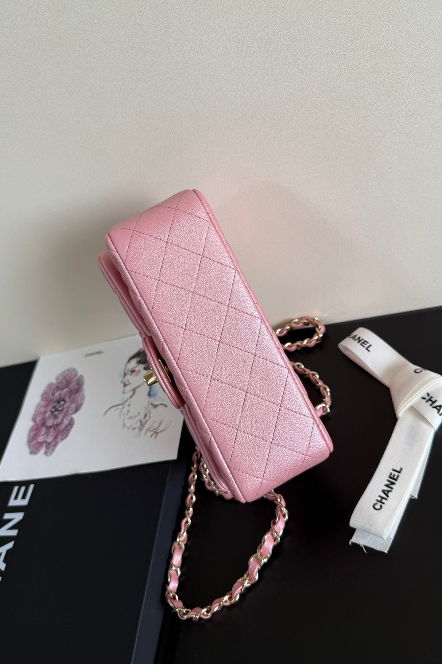 CC Classic Double Flap Bag 20cm Light PInk Caviar Leather