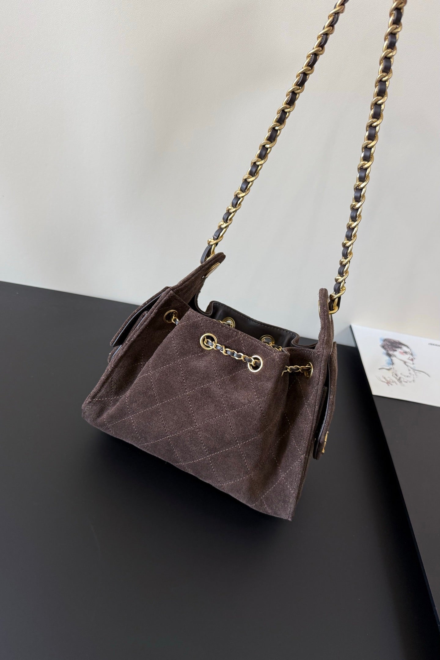 CC 25 Mini Hobo Bag Chocolate Suede GHW 282548