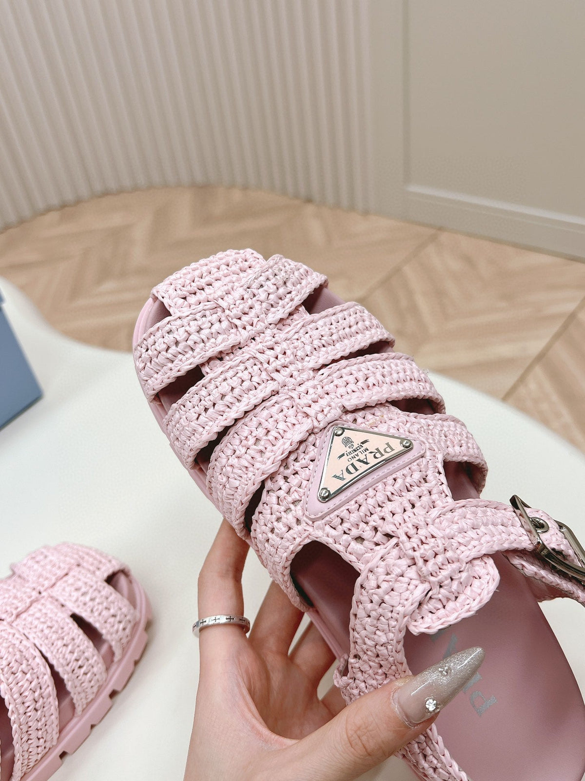 PRA RUBBER FISHERMAN SANDALS LIGHT PINK LAMBSKIN