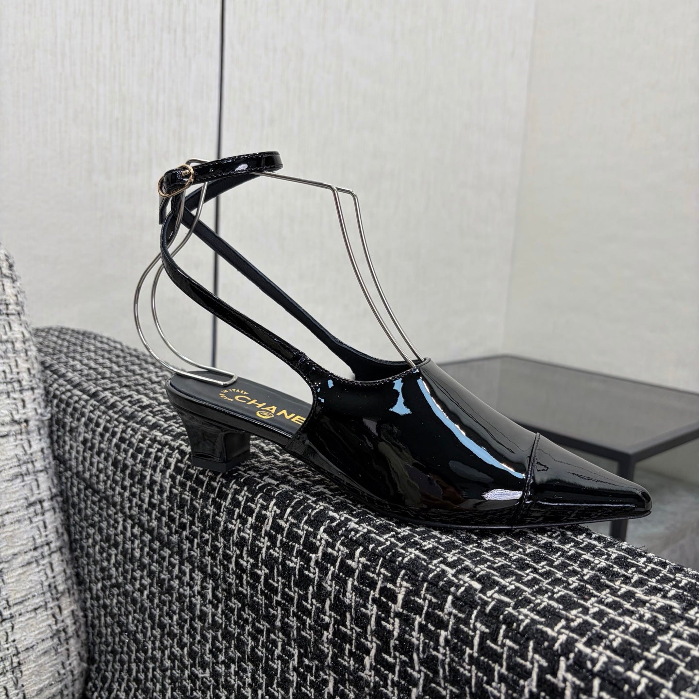 CC 2026 Slingback 4cm Black Patent Leather 688712