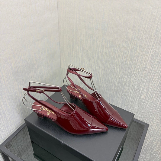 CC 2026 Slingback 4cm Burgundy Patent Leather 688714