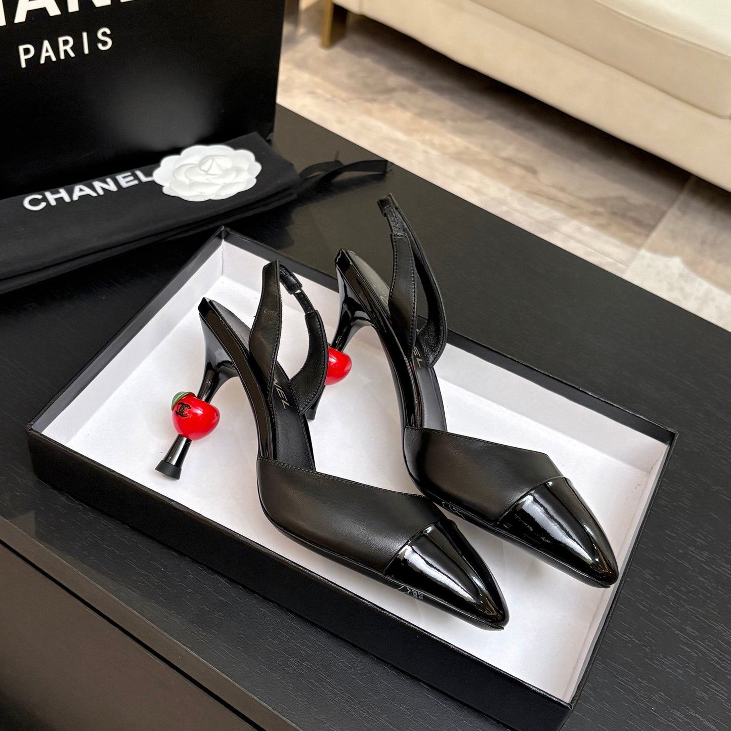 CC Métiers d’art 2026 Slingbacks 8.5cm Black Leather 847279