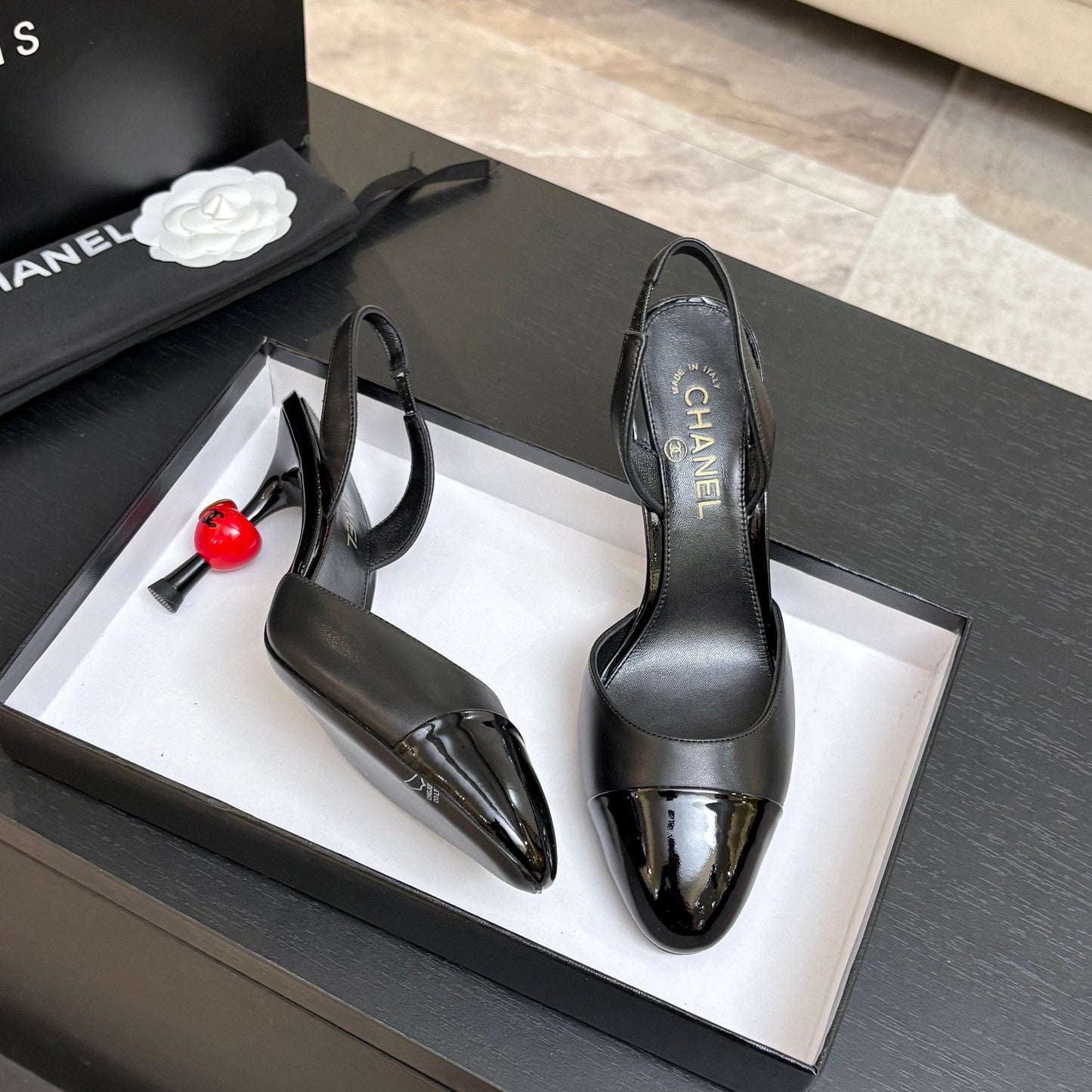 CC Métiers d’art 2026 Slingbacks 8.5cm Black Leather 847279