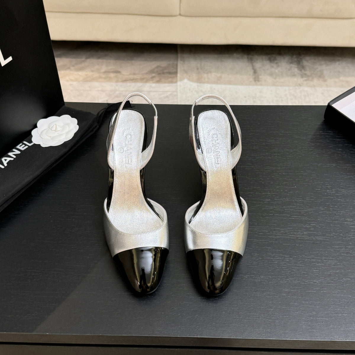 CC Métiers d’art 2026 Slingbacks 8.5cm Sliver Leather 847282