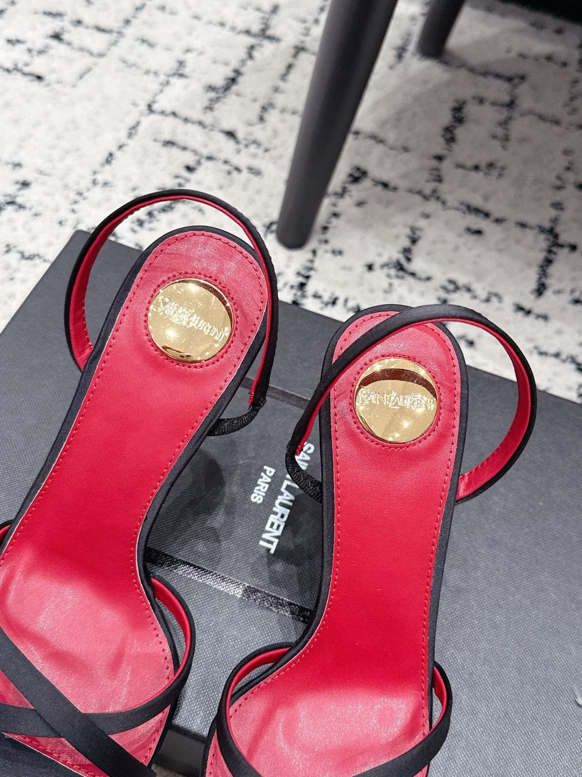 YSL Kirat Sandal 9.5cm Black Satin 847154