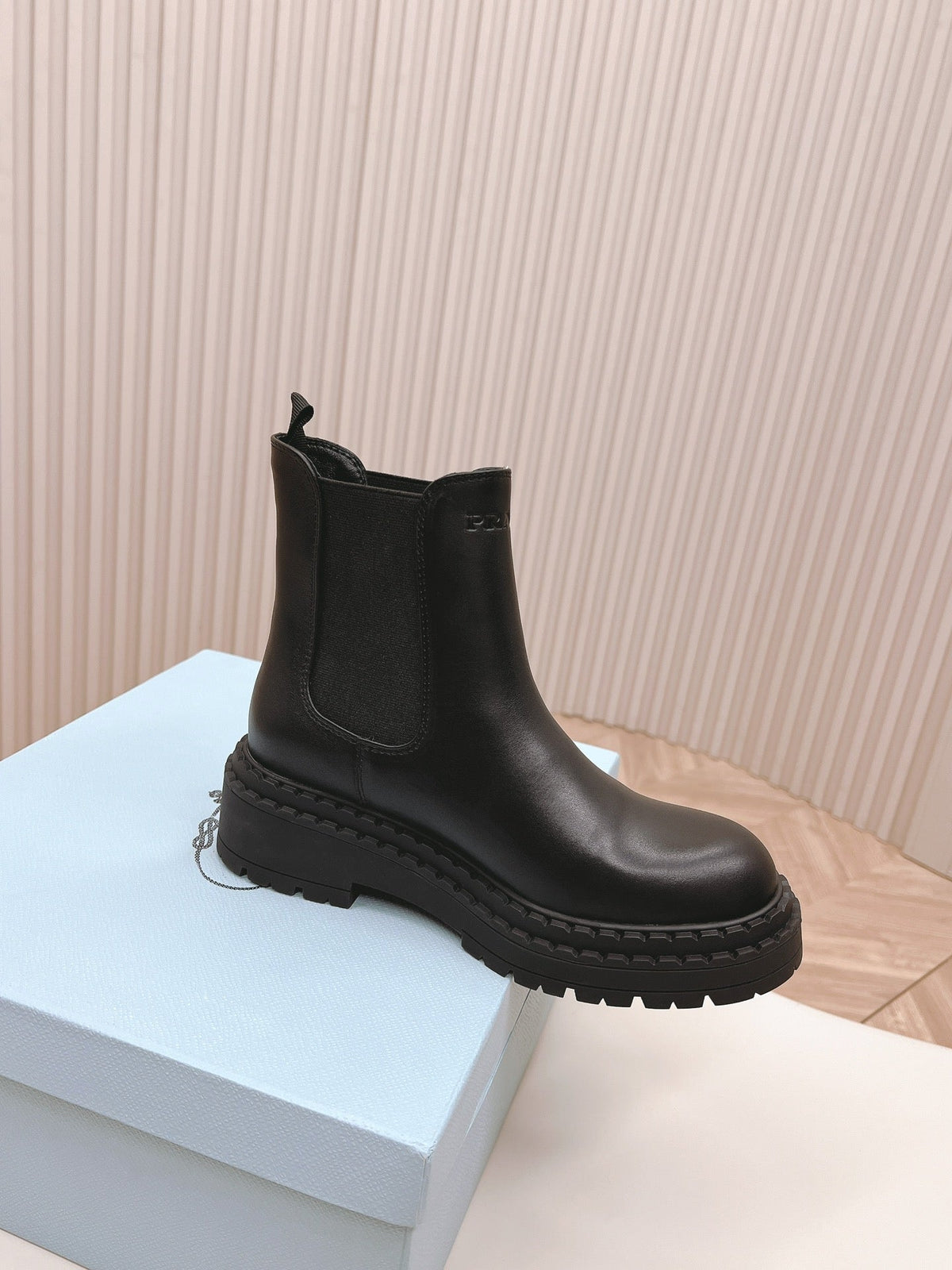 PRA MONOLITH BRUSHED BOOTIES BLACK CALFSKIN