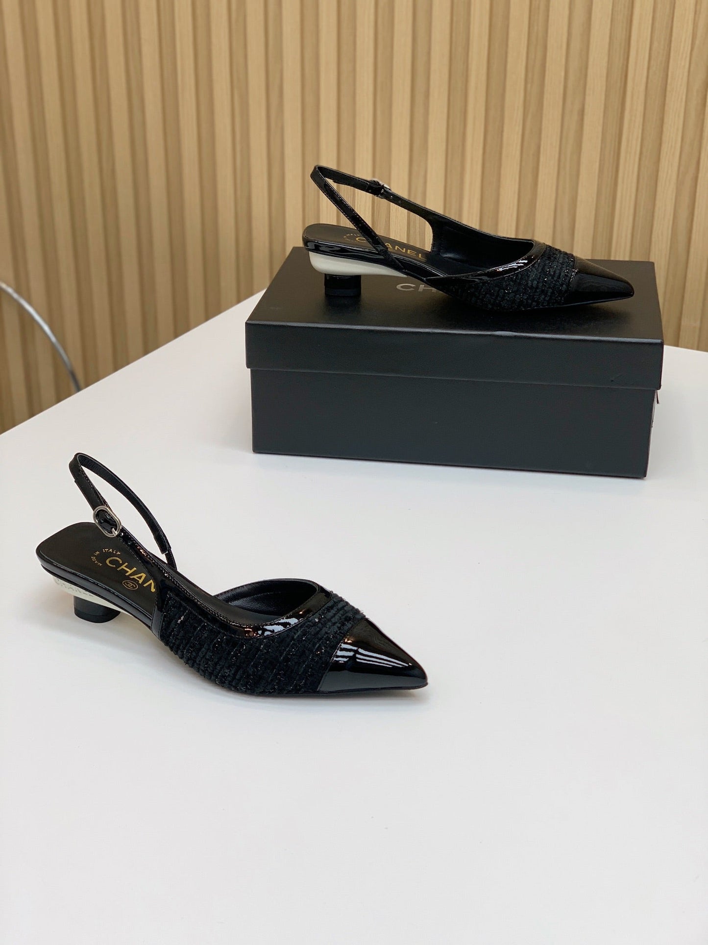 CC 26s Slingback 3.5cm Black Wool Patent Calfskin 792591