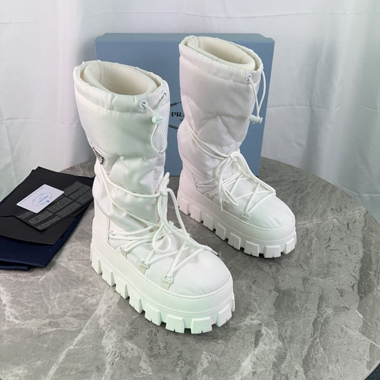 PRA Moon Boots White Recycled Nylon & Cowhide 454737