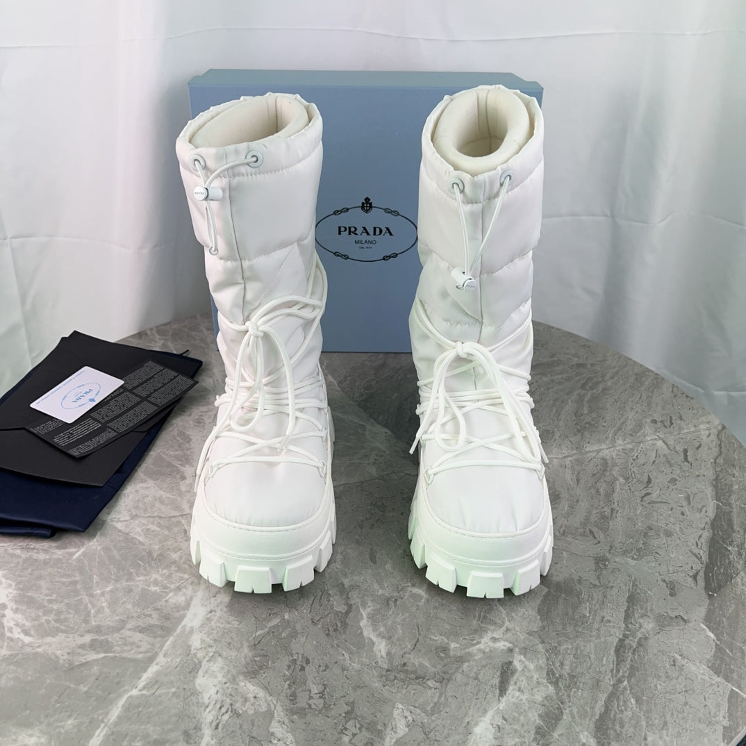 PRA Moon Boots White Recycled Nylon & Cowhide 454737