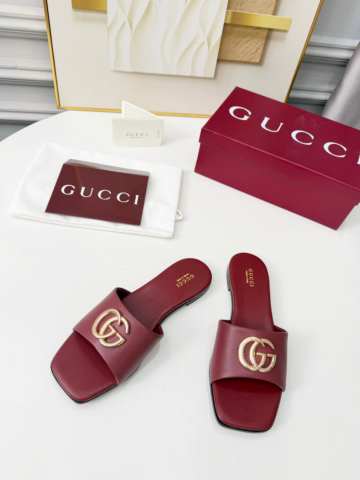GG 2026 Early Spring Mule Burgundy Sheepskin 688520